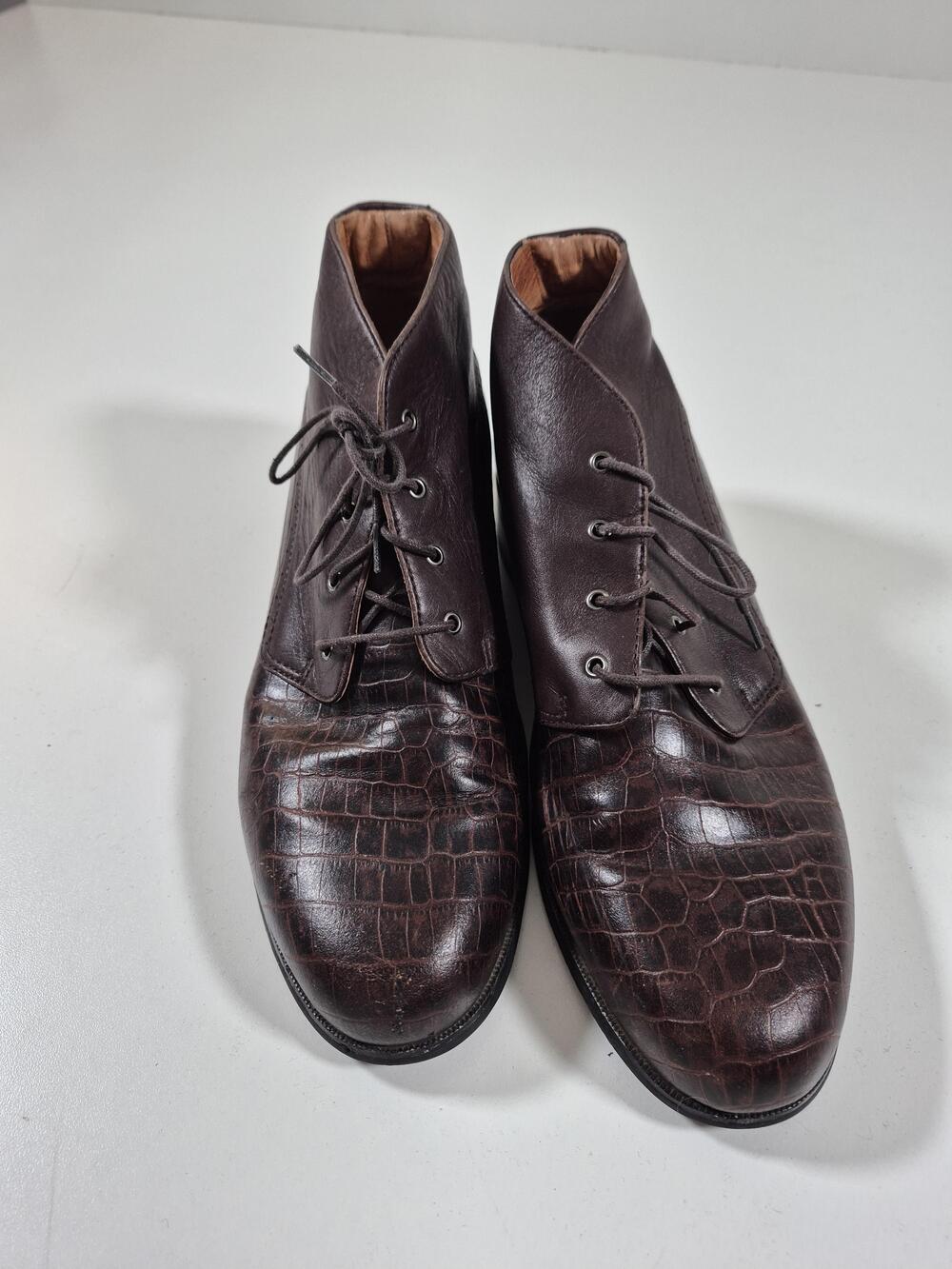 Ariat Women's 10 Brown Croc Embossed Leather Ankle Boots Lace-Up 17425